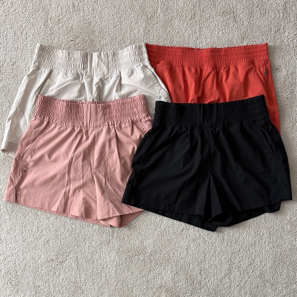 Old Navy Women's Athletic Shorts - Black, Pink, Red, Cream (4 Pair Bundle)